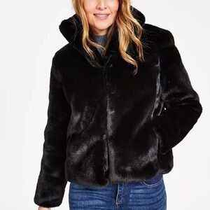 INC International Concepts Faux Fur Jacket Black Size Extra Large
